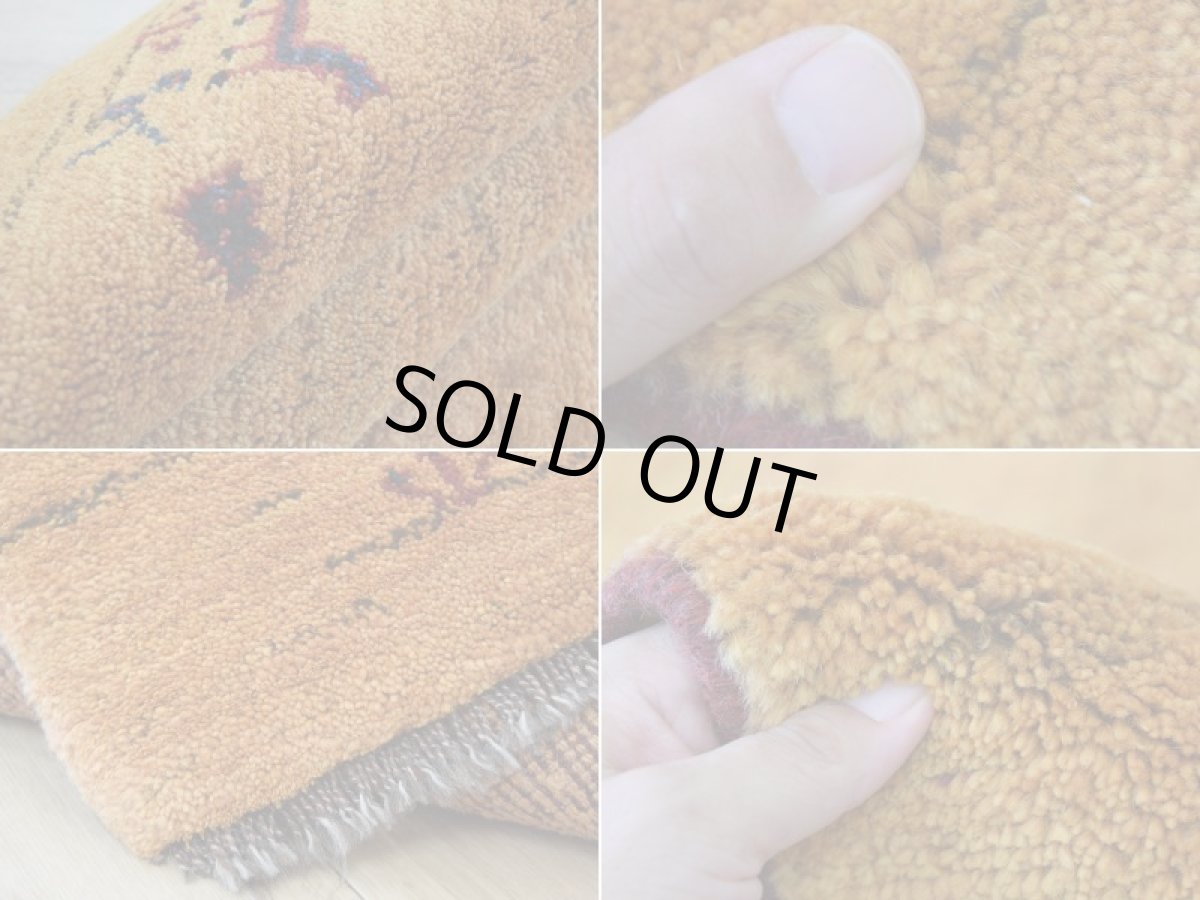 画像18: 新品 ペルシャ ギャッベ 縦2m 横1m 2㎡ 2-3人掛けソファ サイズ 185 × 100 cm No.R457 肉厚 天然 ウール ギャベ 手織り ハンドメイド ラグ 絨毯 カーペット イエロー 黄色 動物柄 n-r457-185100h001-031 (18)