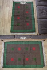 画像3: 新品 ペルシャ ギャッベ 縦1.5m 横1.1m 1.6㎡ 2人掛けソファ サイズ 149 × 107 cm No.R450 肉厚 天然 ウール ギャベ 手織り ハンドメイド ラグ 絨毯 カーペット ソファの足元やベッドサイドに ブラウン 茶 グリーン 緑 マルチカラー n-r450-149107h57-001 (3)