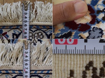 画像3: 新品 ペルシャ 絨毯 ナイン 9la ノーラー 縦1.3m 横1m 2人掛け ソファ アクセントラグ サイズ 122 x 94 cm No.G46 ウール 手織り ラグ ハンドメイド カーペット 敷物 クラシック スタイル クリーム 生成り 白 アイボリー n-G46-122094h003