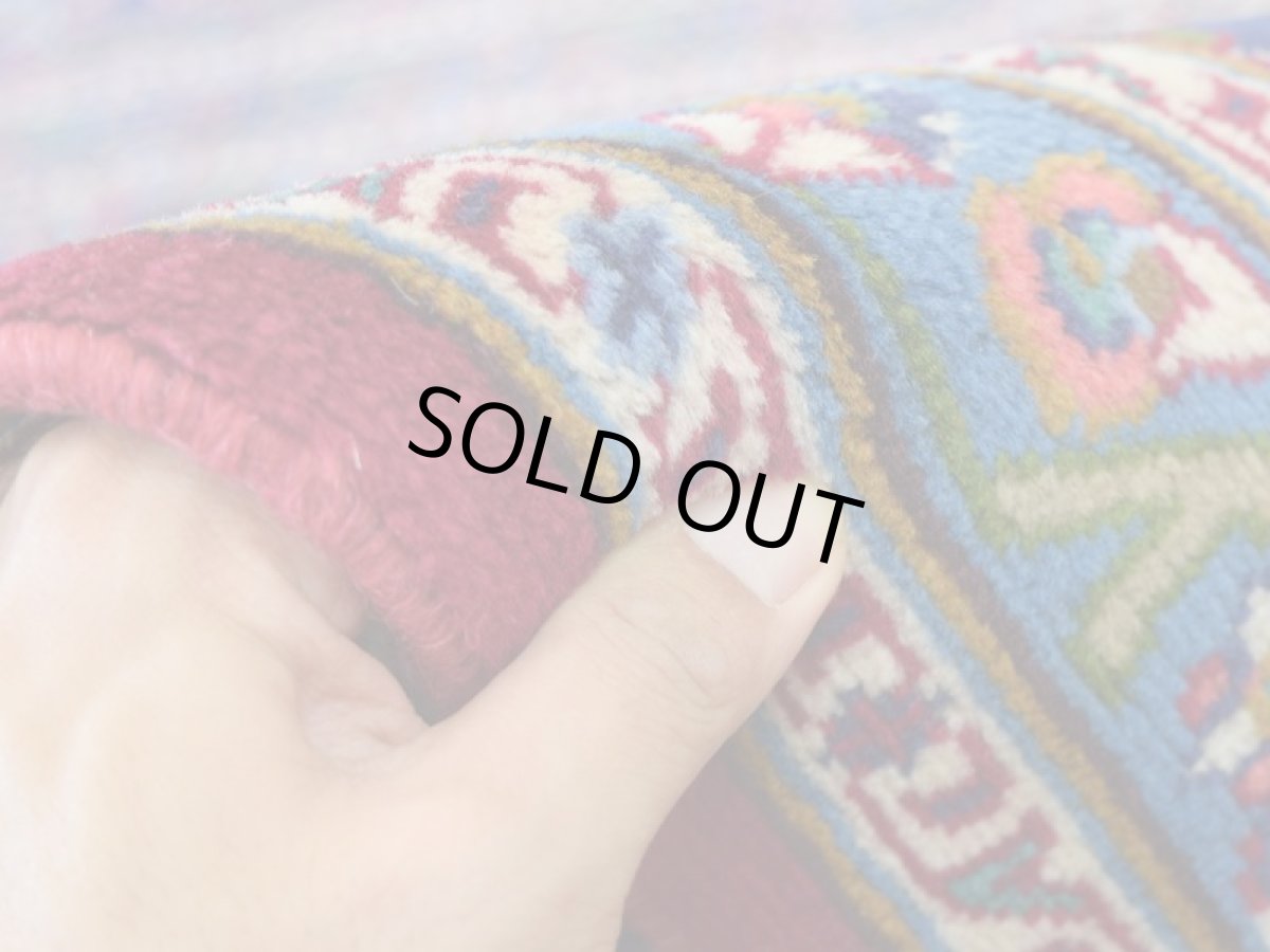 画像13: 良品 ペルシャ 絨毯 カシャーン 縦3m 横2m 6㎡ 〜6帖 リビング ダイニング 3人掛けソファ コーナーソファ 大判 サイズ 293 x 199 cm No.R163 天然 ウール 手織り トライバル ラグ 敷物 マット カーペット メダリオン ヴィンテージ ビンテージ 赤 ab-r163-293199h092-083 (13)