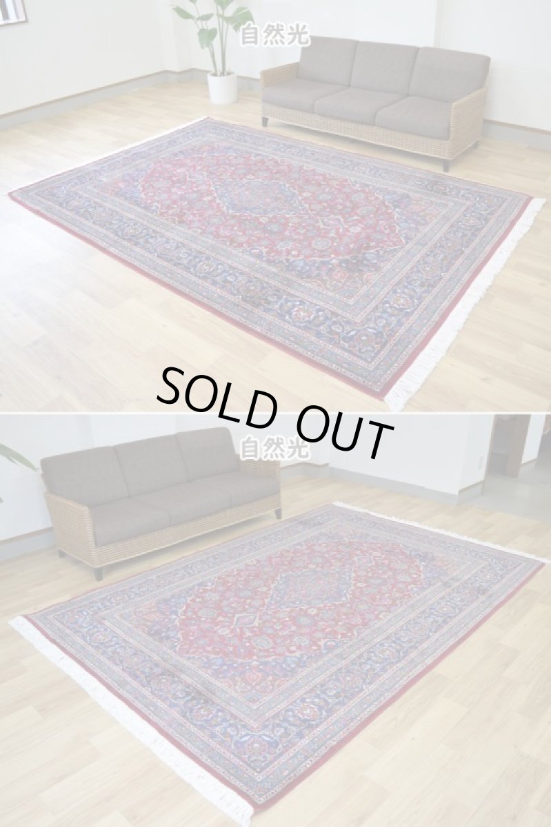 画像5: 良品 ペルシャ 絨毯 カシャーン 縦3m 横2m 6㎡ 〜6帖 リビング ダイニング 3人掛けソファ コーナーソファ 大判 サイズ 293 x 199 cm No.R163 天然 ウール 手織り トライバル ラグ 敷物 マット カーペット メダリオン ヴィンテージ ビンテージ 赤 ab-r163-293199h092-083 (5)