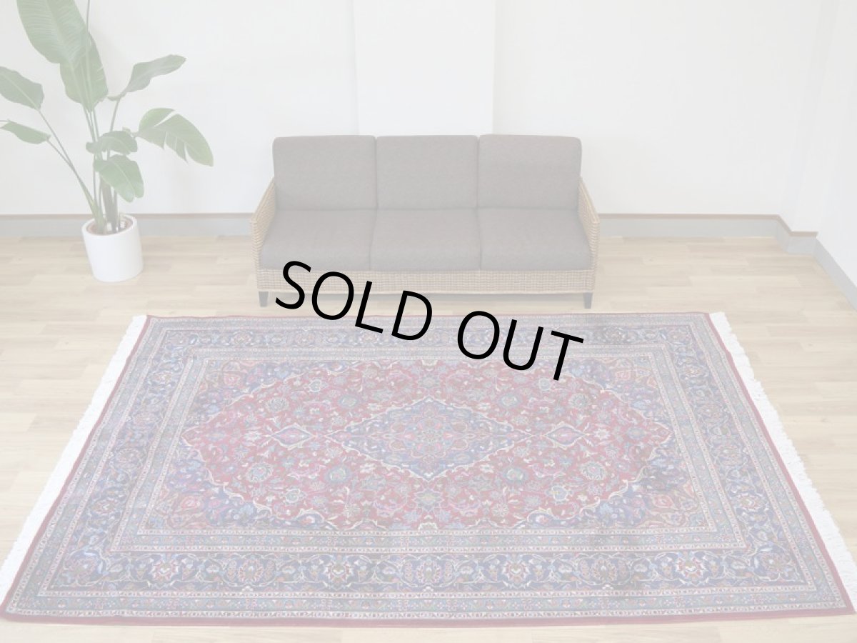 画像2: 良品 ペルシャ 絨毯 カシャーン 縦3m 横2m 6㎡ 〜6帖 リビング ダイニング 3人掛けソファ コーナーソファ 大判 サイズ 293 x 199 cm No.R163 天然 ウール 手織り トライバル ラグ 敷物 マット カーペット メダリオン ヴィンテージ ビンテージ 赤 ab-r163-293199h092-083 (2)