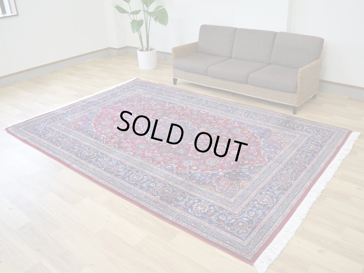 画像3: 良品 ペルシャ 絨毯 カシャーン 縦3m 横2m 6㎡ 〜6帖 リビング ダイニング 3人掛けソファ コーナーソファ 大判 サイズ 293 x 199 cm No.R163 天然 ウール 手織り トライバル ラグ 敷物 マット カーペット メダリオン ヴィンテージ ビンテージ 赤 ab-r163-293199h092-083 (3)