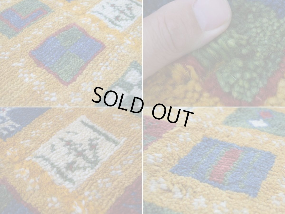 画像16: 新品 ペルシャ ギャッベ 縦1.6m 横1.2m 2㎡ 2-3人掛けソファ サイズ 160 × 115 cm No.R418 肉厚 天然 ウール ギャベ 手織り ハンドメイド ラグ 絨毯 カーペット 黄色 イエロー カラフル マルチカラー n-r418-160115h09-021 (16)