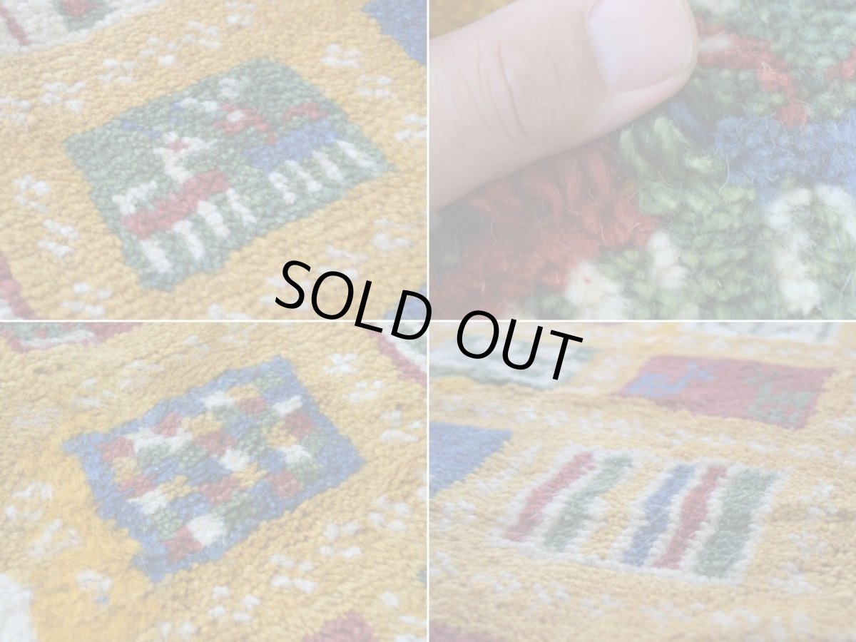 画像17: 新品 ペルシャ ギャッベ 縦1.6m 横1.2m 2㎡ 2-3人掛けソファ サイズ 160 × 115 cm No.R418 肉厚 天然 ウール ギャベ 手織り ハンドメイド ラグ 絨毯 カーペット 黄色 イエロー カラフル マルチカラー n-r418-160115h09-021 (17)