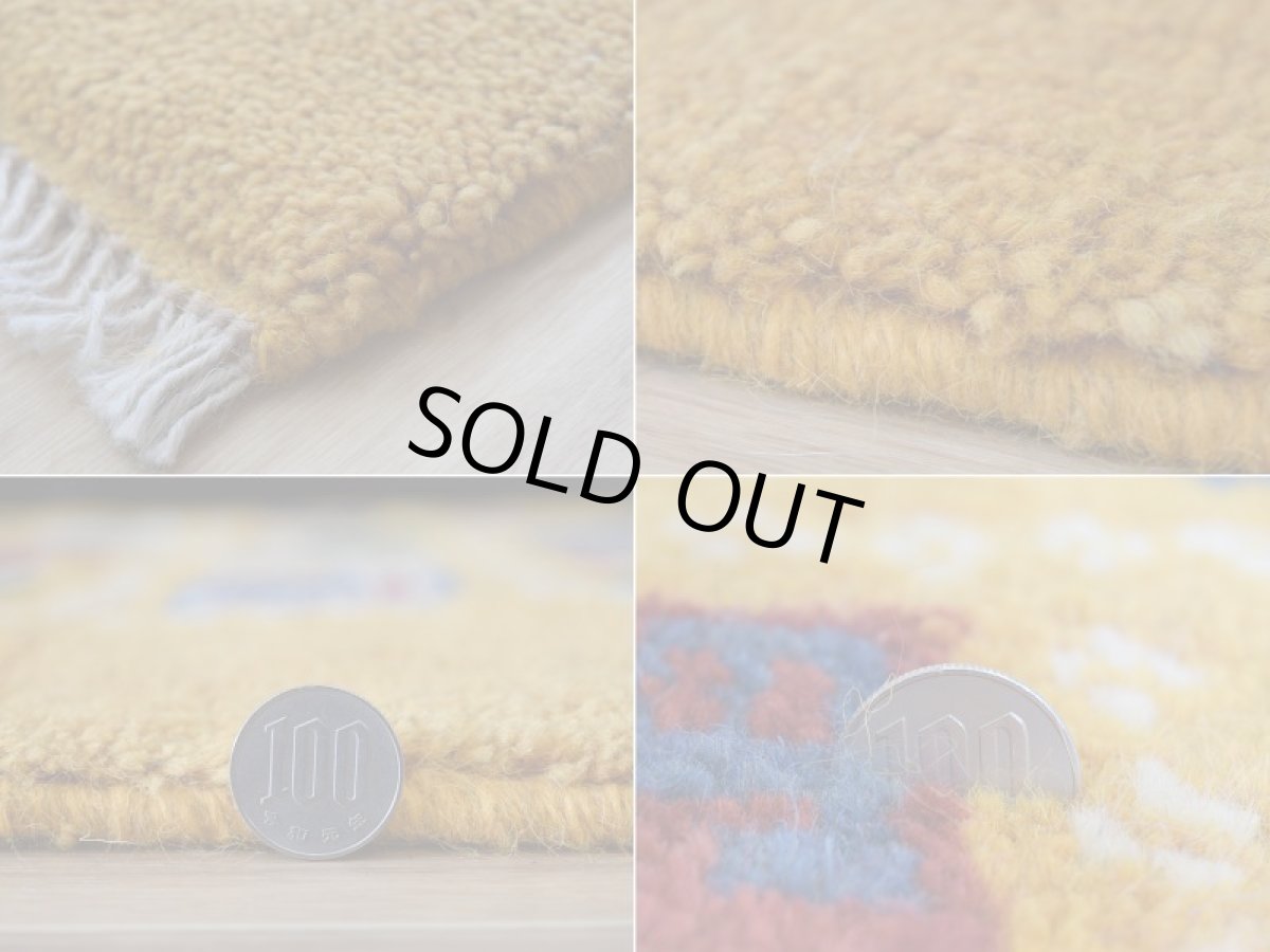 画像20: 新品 ペルシャ ギャッベ 縦1.6m 横1.2m 2㎡ 2-3人掛けソファ サイズ 160 × 115 cm No.R418 肉厚 天然 ウール ギャベ 手織り ハンドメイド ラグ 絨毯 カーペット 黄色 イエロー カラフル マルチカラー n-r418-160115h09-021 (20)