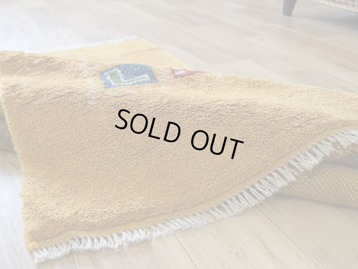 画像14: 新品 ペルシャ ギャッベ 縦1.6m 横1.2m 2㎡ 2-3人掛けソファ サイズ 160 × 115 cm No.R418 肉厚 天然 ウール ギャベ 手織り ハンドメイド ラグ 絨毯 カーペット 黄色 イエロー カラフル マルチカラー n-r418-160115h09-021 (14)