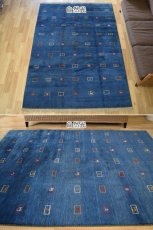 画像3: 新品 ペルシャ ギャッベ 縦2.4m 横1.8m 4㎡ 〜3帖 リビング ダイニング 2-3人掛けソファ サイズ 235 × 173 cm No.1946 天然 草木染 ウール ギャベ 手織り ハンドメイド ラグ 絨毯 カーペット リビングダイニングルームやベッドサイドに インディゴブルー 青 藍色 n-1946-235173s032-042 (3)