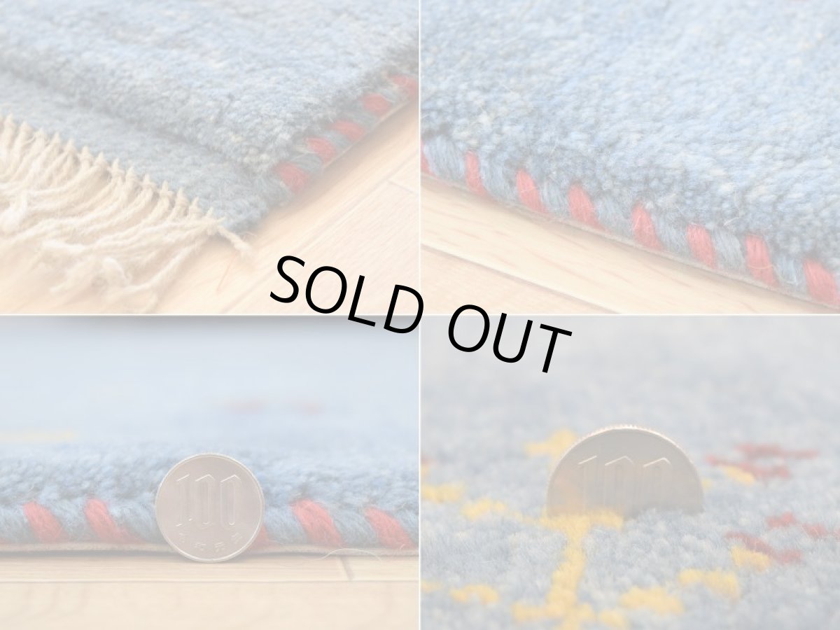 画像20: 新品 ペルシャ ギャッベ 縦2m 横2m 4㎡ 〜4.5帖 リビング ダイニング 2-3人掛けソファ 正方形 スクエア サイズ 205 × 205 cm No.1951 天然 草木染 肉厚 ウール ギャベ 手織り ハンドメイド ラグ 絨毯 カーペット リビングダイニングルームやベッドサイドに インディゴブルー 青 藍 n-1951-205205s033-034 (20)