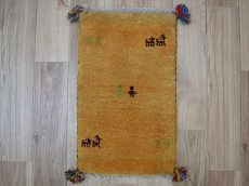 画像1: 新品 ペルシャ ギャッベ 足元マット 玄関マット ミニ サイズ 60 × 36 cm No.613 肉厚 天然 草木染 ウール ギャベ 手織り ハンドメイド ラグ 絨毯 カーペット  n-613-060036s51-91 (1)