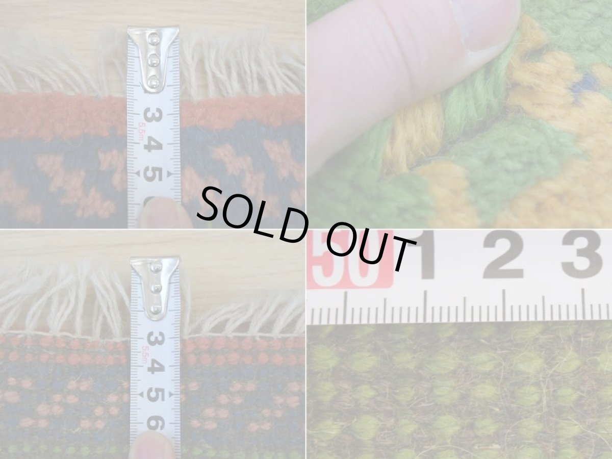 画像18: 新品 ペルシャ ギャッベ 足元マット 玄関マット ミニ サイズ 57 × 42 cm No.607 肉厚 天然 草木染 ウール ギャベ 手織り ハンドメイド ラグ 絨毯 カーペット グリーン 緑 マルチカラー 動物柄 n-607-057042s51-91 (18)