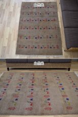 画像3: 新品 ペルシャ ギャッベ 縦2m 横1.4m 2.6㎡ リビング ダイニング 2-3人掛けソファ サイズ 192 × 133 cm No.R439 肉厚 天然 ウール ギャベ 手織り ハンドメイド ラグ 絨毯 カーペット リビングダイニングルームやベッドサイドに ライトブラウン 茶 動物 植物柄 n-r439-192133h031-071 (3)