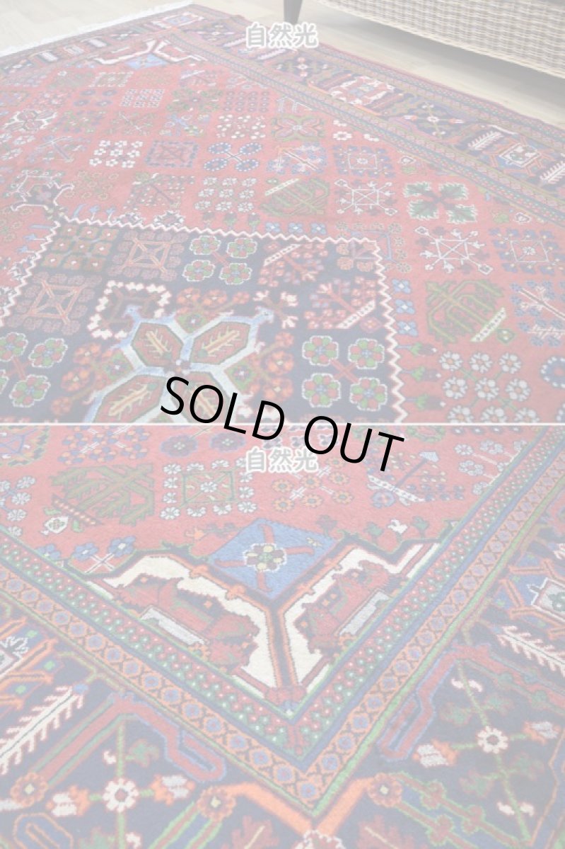 画像8: 美品 ペルシャ 絨毯 メイメ 産 縦2.6m 横1.7m 4.5㎡ 〜3帖程度 リビングダイニングテーブル 3人掛けソファ サイズ 260 x 170 cm No.2099 ウール 手織り ラグ ハンドメイド カーペット 敷物 ジョーシャガン ハジカノミ 花菱模様 花柄 赤 a-2099-260170s024-055 (8)