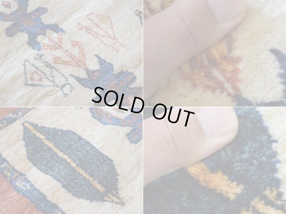 画像15: 新品 ペルシャ ギャッベ 縦2m 横1.2m 2.2㎡  センター ラグ ベッドサイド 2人掛けソファ サイズ 184 × 119 cm No.1482 肉厚 天然 草木染 ウール ギャベ 手織り ハンドメイド ラグ 絨毯 カーペット 細かな織 リーズバフト 糸杉 植物柄 赤 朱色 生成り クリームn-1482-184119s074-016 (15)