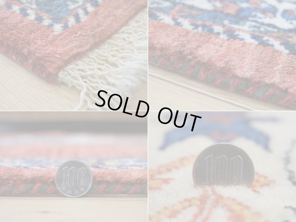 画像20: 新品 ペルシャ ギャッベ 縦2m 横1.2m 2.2㎡  センター ラグ ベッドサイド 2人掛けソファ サイズ 184 × 119 cm No.1482 肉厚 天然 草木染 ウール ギャベ 手織り ハンドメイド ラグ 絨毯 カーペット 細かな織 リーズバフト 糸杉 植物柄 赤 朱色 生成り クリームn-1482-184119s074-016 (20)