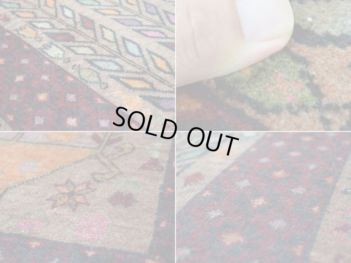 画像17: 良品 ペルシャ 部族絨毯 バルーチ 縦2m 横1m 1.7㎡ 〜1帖程度  2人掛けソファ足元 センターテーブル サイズ 183 x 90 cm No.z170 天然 ウール 手織り トライバル ラグ 敷物 マット カーペット 幾何学模様 ヴィンテージ ビンテージ 茶 ブラウン ピンク マルチカラー 花瓶 ゴルダニ 柄 b-z170-18390h57-001 (17)