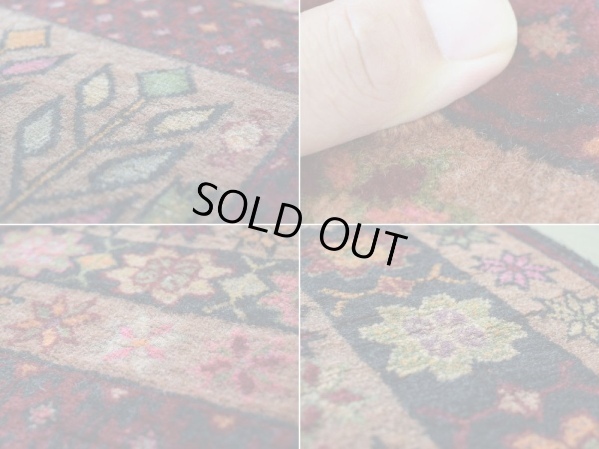 画像16: 良品 ペルシャ 部族絨毯 バルーチ 縦2m 横1m 1.7㎡ 〜1帖程度  2人掛けソファ足元 センターテーブル サイズ 183 x 90 cm No.z170 天然 ウール 手織り トライバル ラグ 敷物 マット カーペット 幾何学模様 ヴィンテージ ビンテージ 茶 ブラウン ピンク マルチカラー 花瓶 ゴルダニ 柄 b-z170-18390h57-001 (16)