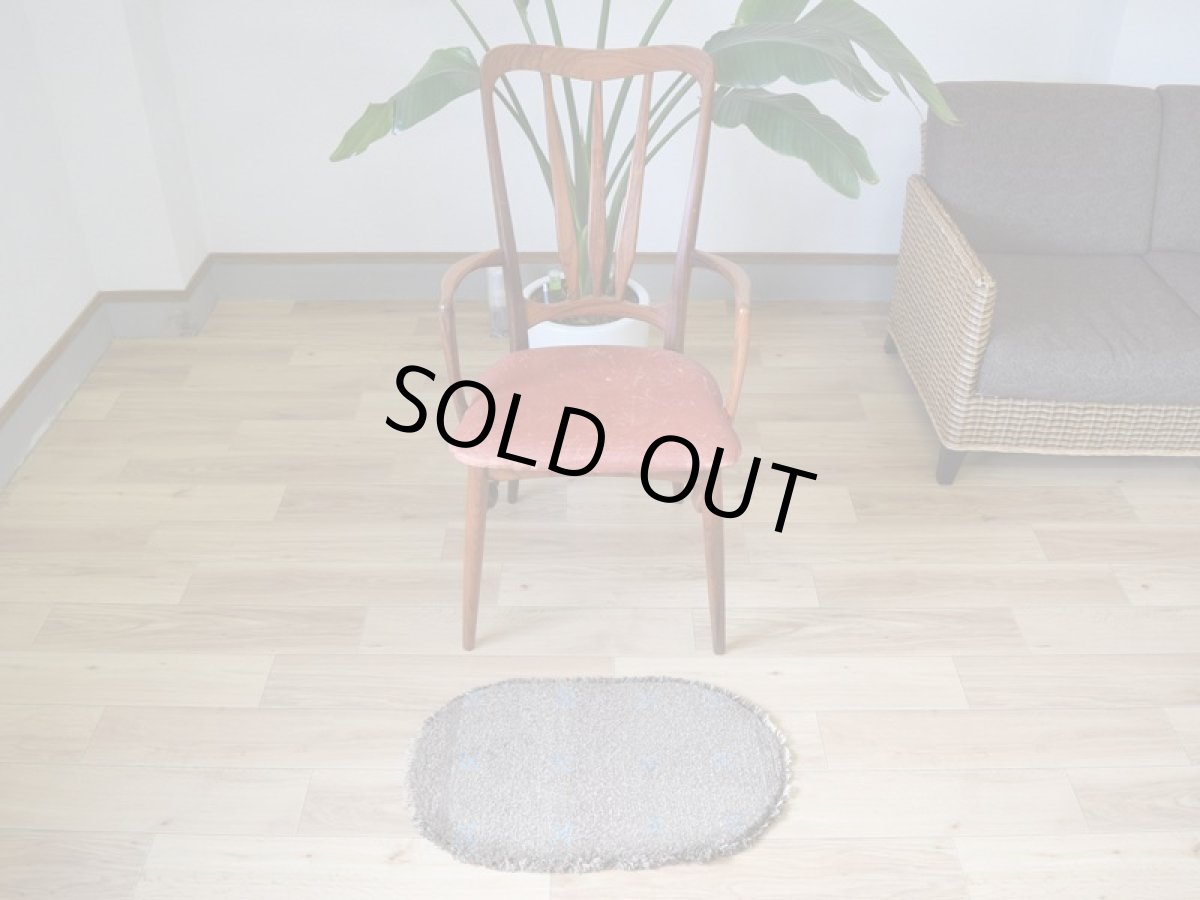 画像2: 新品 ペルシャ ギャッベ 足元マット 玄関マット ミニ サイズ 61 × 35 cm No.1321 小判型 楕円形 肉厚 天然 草木染 ウール ギャベ 手織り ハンドメイド ラグ 絨毯 カーペット グレー ベージュ 原毛系 青 花 柄 n-1321-6135h41-91 (2)