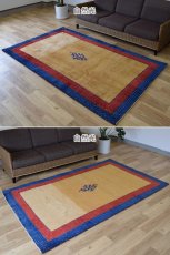 画像4: 新品 ペルシャ ギャッベ 縦2.3m 横1.4m 3㎡ 〜3帖程度 リビング ダイニング 2-3人掛けソファ サイズ 222 × 134 cm No.1486 肉厚 リーズバフト ウール 手織りギャベ  ハンドメイド ラグ 絨毯 カーペット リビングダイニングルームやベッドサイドに 赤 レッド 青 ブルー ゴールド からし色 N-1486-222134-S-136-028 (4)