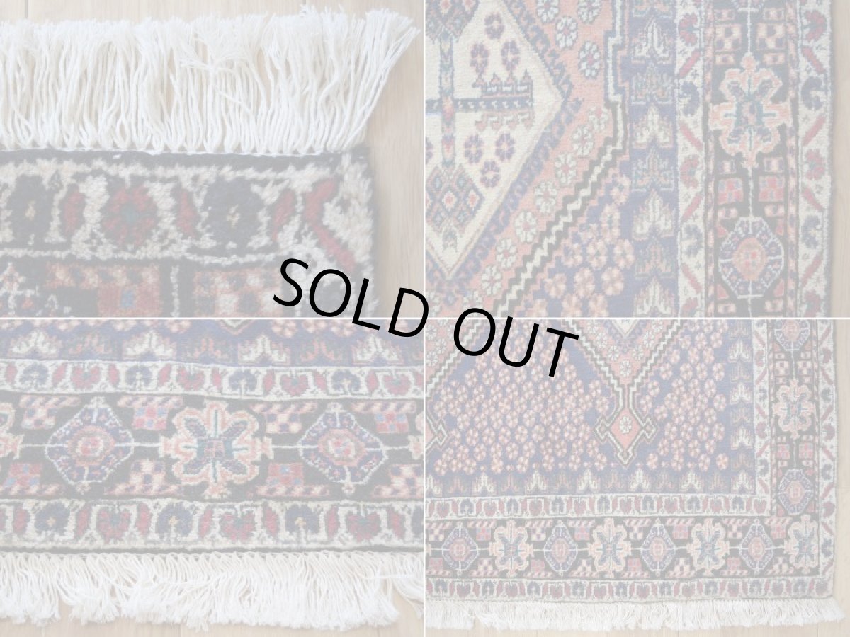 画像19: 良品 ペルシャ 部族絨毯  シャハレババク 縦2m 横1.5m 3㎡ 〜2帖 リビング ダイニング 2〜3人掛けソファ サイズ 195 x 165 cm No.P479 天然 ウール 手織り ハンドメイド トライバル ラグ 部族絨毯 マット カーペット 幾何学模様 民族柄 ネイビー オレンジ ギャッベ(ギャベ)をお探しの方にもお勧めです b-p479-195165h843p (19)