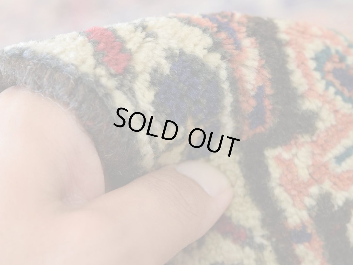 画像12: 良品 ペルシャ 部族絨毯  シャハレババク 縦2m 横1.5m 3㎡ 〜2帖 リビング ダイニング 2〜3人掛けソファ サイズ 195 x 165 cm No.P479 天然 ウール 手織り ハンドメイド トライバル ラグ 部族絨毯 マット カーペット 幾何学模様 民族柄 ネイビー オレンジ ギャッベ(ギャベ)をお探しの方にもお勧めです b-p479-195165h843p (12)