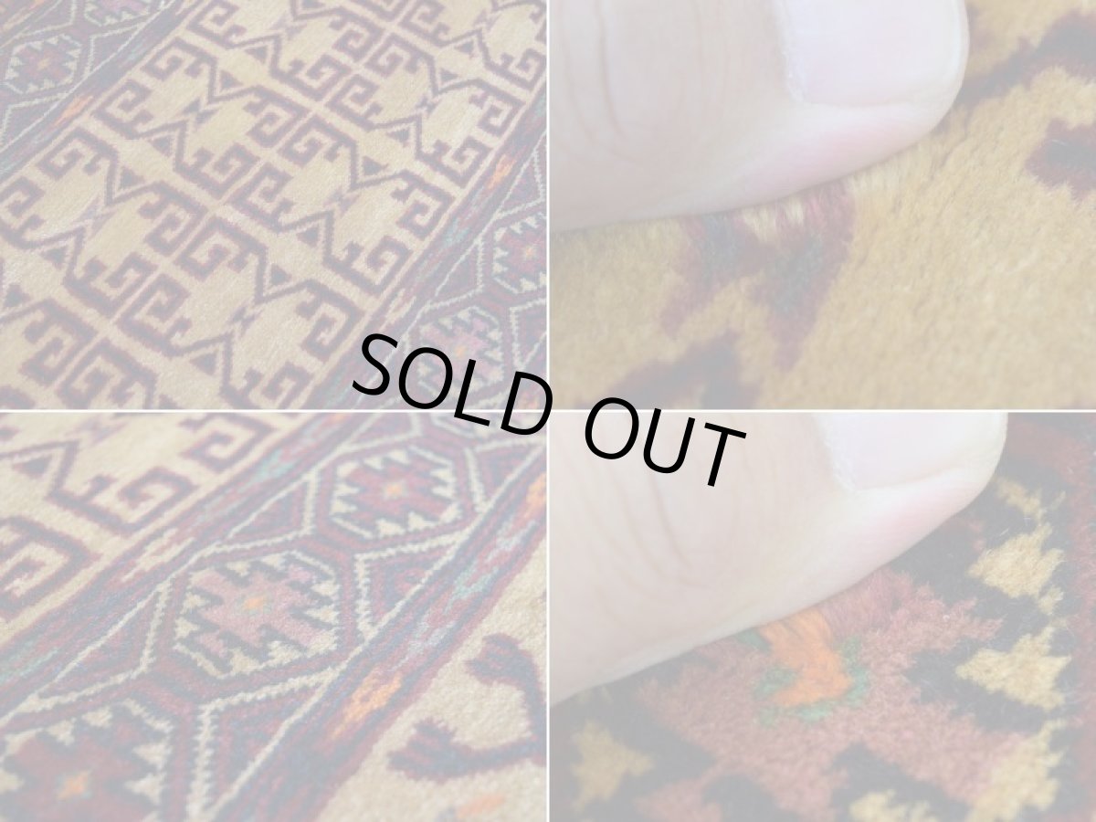 画像17: 美品 ペルシャ 部族絨毯 バルーチ 縦2m 横1.5m 3㎡ ~2帖 リビング ダイニング 2-3人掛けソファ サイズ 194 x 148 cm No.2136 ウール 手織り ハンドメイド トライバル ラグ カーペット 茶 ベージュ 幾何学模様 民族柄 a-2136-194148h325p (17)