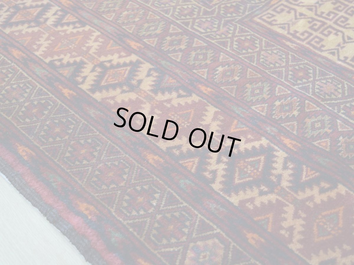 画像11: 美品 ペルシャ 部族絨毯 バルーチ 縦2m 横1.5m 3㎡ ~2帖 リビング ダイニング 2-3人掛けソファ サイズ 194 x 148 cm No.2136 ウール 手織り ハンドメイド トライバル ラグ カーペット 茶 ベージュ 幾何学模様 民族柄 a-2136-194148h325p (11)