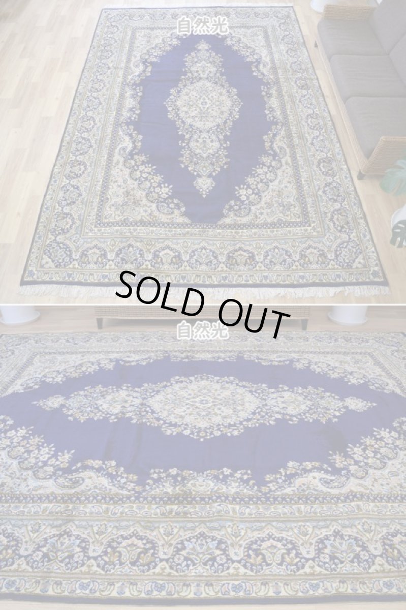 画像4: 良品 ペルシャ 絨毯 ケルマン産 縦3.4m 横2.4m 8.2㎡ 6帖程度 リビング ダイニング 客室 大判 サイズ 340 x 239 cm No.R151 天然 ウール 手織り ハンドメイド ラグ マット カーペット 青 大きなお部屋に 中古品に抵抗のある方にもおすすめです。 ab-r151-340239h083-024-494 (4)