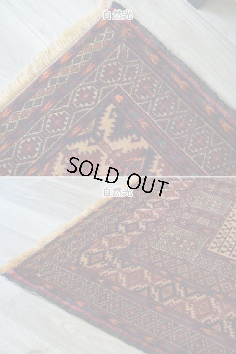 画像8: 美品 ペルシャ 部族絨毯 バルーチ 縦2m 横1.5m 3㎡ ~2帖 リビング ダイニング 2-3人掛けソファ サイズ 194 x 148 cm No.2136 ウール 手織り ハンドメイド トライバル ラグ カーペット 茶 ベージュ 幾何学模様 民族柄 a-2136-194148h325p (8)