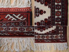 画像19: 新品 ペルシャ 部族絨毯 トルクメン 縦1.3m 横0.9m アクセント ラグ サイズ 132 x 85 cm No.F119 天然 肉厚 ウール 手織り ハンドメイド トライバル ラグ マット カーペット 朱 赤 ベージュ クリーム ギュル 幾何学模様 民族柄 n-f119-132085h001 (19)