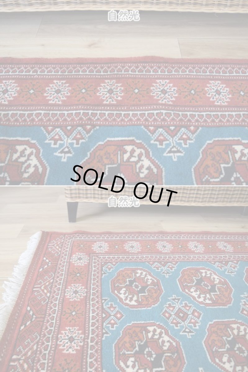 画像6: 新品 ペルシャ 部族絨毯 トルクメン 縦2m 横1.4n 2.6㎡ ~2帖 2-3人掛けソファ センターテーブル サイズ 190 x 135 cm No.R478 ウール 手織り ハンドメイド トライバル ラグ カーペット グリーン 幾何学模様 民族柄 赤 ターコイズ n-r478-190135h001-031 (6)