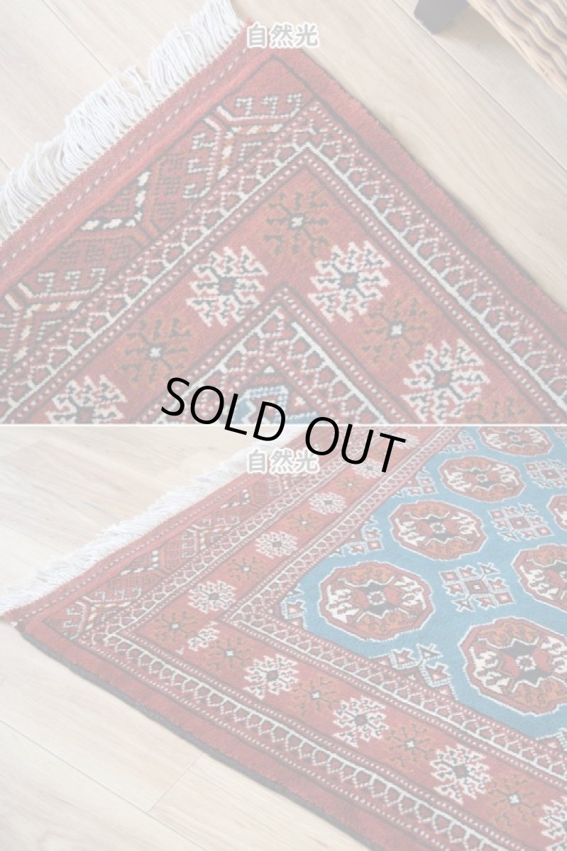 画像8: 新品 ペルシャ 部族絨毯 トルクメン 縦2m 横1.4n 2.6㎡ ~2帖 2-3人掛けソファ センターテーブル サイズ 190 x 135 cm No.R478 ウール 手織り ハンドメイド トライバル ラグ カーペット グリーン 幾何学模様 民族柄 赤 ターコイズ n-r478-190135h001-031 (8)