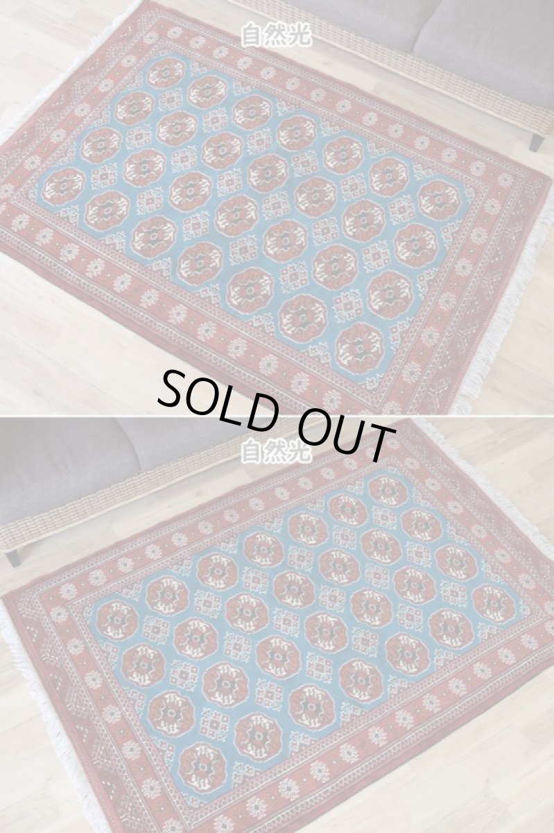 画像5: 新品 ペルシャ 部族絨毯 トルクメン 縦2m 横1.4n 2.6㎡ ~2帖 2-3人掛けソファ センターテーブル サイズ 190 x 135 cm No.R478 ウール 手織り ハンドメイド トライバル ラグ カーペット グリーン 幾何学模様 民族柄 赤 ターコイズ n-r478-190135h001-031 (5)
