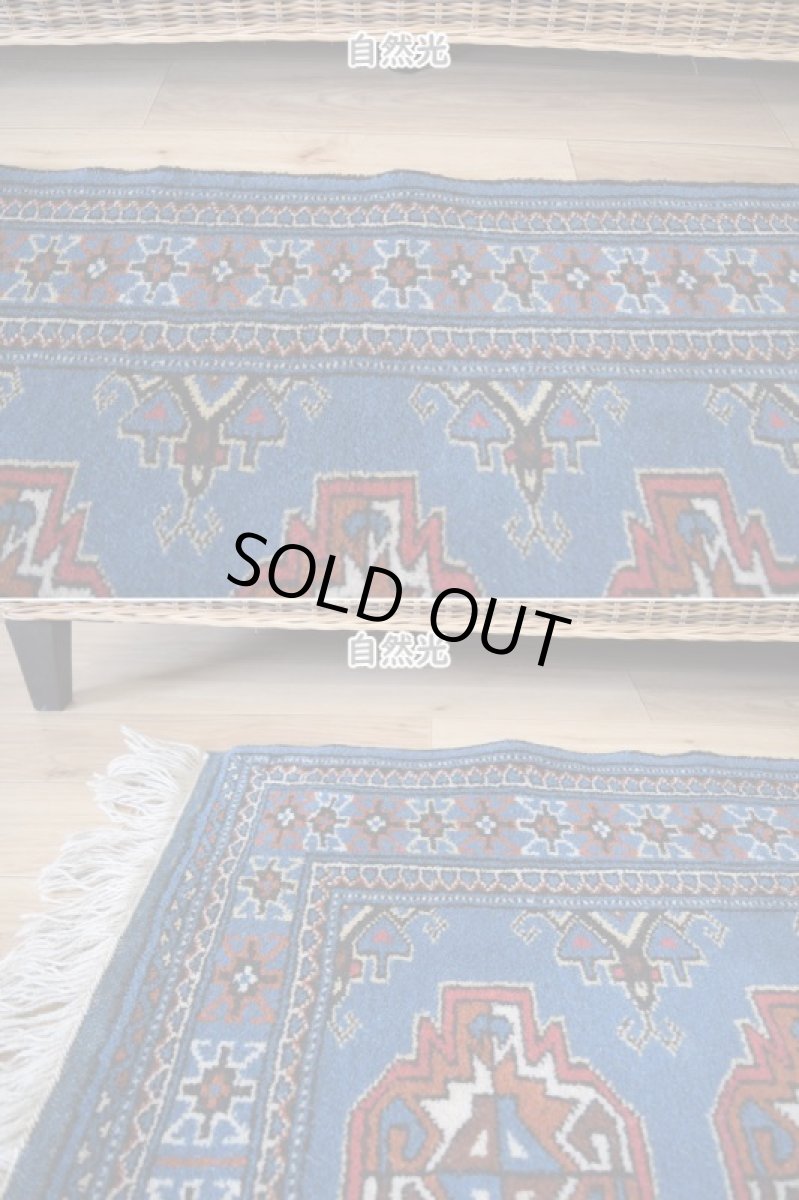 画像6: 新品 ペルシャ 部族絨毯 トルクメン 縦1.3m 横0.8m アクセント ラグ サイズ 125 x 80 cm No.F133 天然 肉厚 ウール 手織り ハンドメイド トライバル ラグ マット カーペット 青 ギュル 幾何学模様 民族柄 n-f133-125080h001 (6)