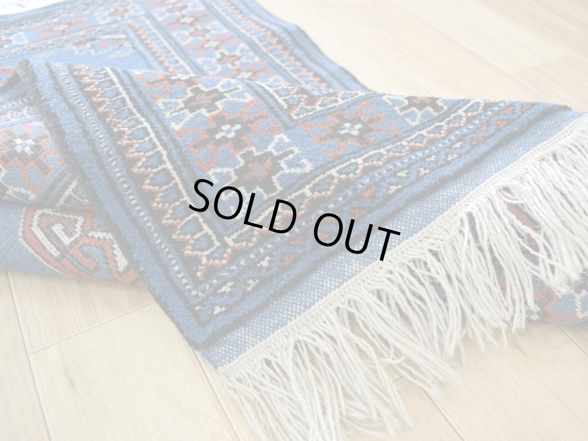 画像15: 新品 ペルシャ 部族絨毯 トルクメン 縦1.3m 横0.8m アクセント ラグ サイズ 125 x 80 cm No.F133 天然 肉厚 ウール 手織り ハンドメイド トライバル ラグ マット カーペット 青 ギュル 幾何学模様 民族柄 n-f133-125080h001 (15)