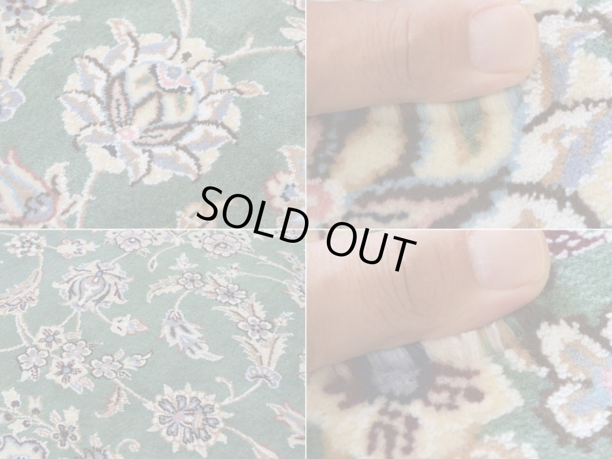 画像16: 新品 ペルシャ 絨毯 ナイン 産 9la ノーラー ノーフラ― 縦3m 横2m 6㎡ 〜6帖程度 リビング ダイニング 3人掛けソファ コーナーソファ 大判 サイズ 310 x 200 cm No.2280 肉厚 天然 ウール 手織り トライバル ラグ 敷物 カーペット メダリオン エメラルドグリーン モスグリーン n-2280-310200s0751-0402 (16)