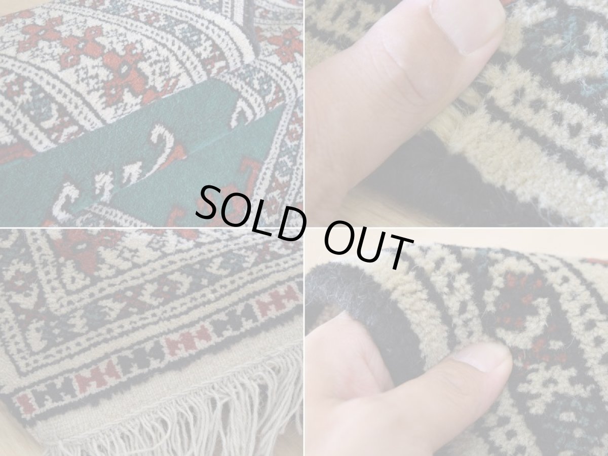 画像18: 新品 ペルシャ 部族絨毯 トルクメン 縦1.2m 横0.9m アクセント ラグ サイズ 120 x 85 cm No.F137 天然 肉厚 ウール 手織り ハンドメイド トライバル ラグ マット カーペット 緑 グリーン ギュル 幾何学模様 民族柄 n-f137-120085h001 (18)