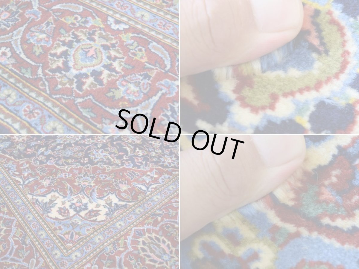 画像17: 新品 ペルシャ 絨毯 カシャーン 産 縦2.2m 横1.5m 3.1㎡ 〜2帖程度 リビング ダイニング 2-3人掛けソファ サイズ 217 x 142 cm No.2674 ウール 手織り ラグ 敷物 カーペット メダリオン 赤 濃紺 n-2674-217142h007-009 (17)