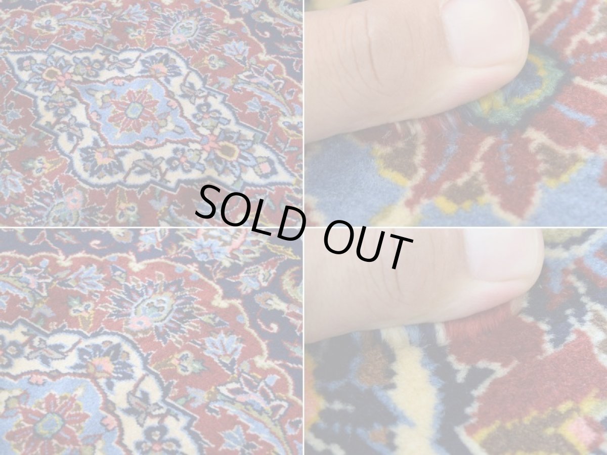 画像15: 新品 ペルシャ 絨毯 カシャーン 産 縦2.2m 横1.5m 3.1㎡ 〜2帖程度 リビング ダイニング 2-3人掛けソファ サイズ 217 x 142 cm No.2674 ウール 手織り ラグ 敷物 カーペット メダリオン 赤 濃紺 n-2674-217142h007-009 (15)