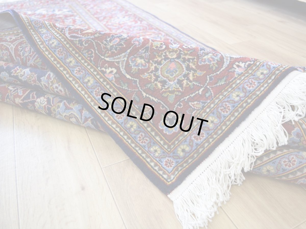 画像13: 新品 ペルシャ 絨毯 カシャーン 産 縦2.2m 横1.5m 3.1㎡ 〜2帖程度 リビング ダイニング 2-3人掛けソファ サイズ 217 x 142 cm No.2674 ウール 手織り ラグ 敷物 カーペット メダリオン 赤 濃紺 n-2674-217142h007-009 (13)