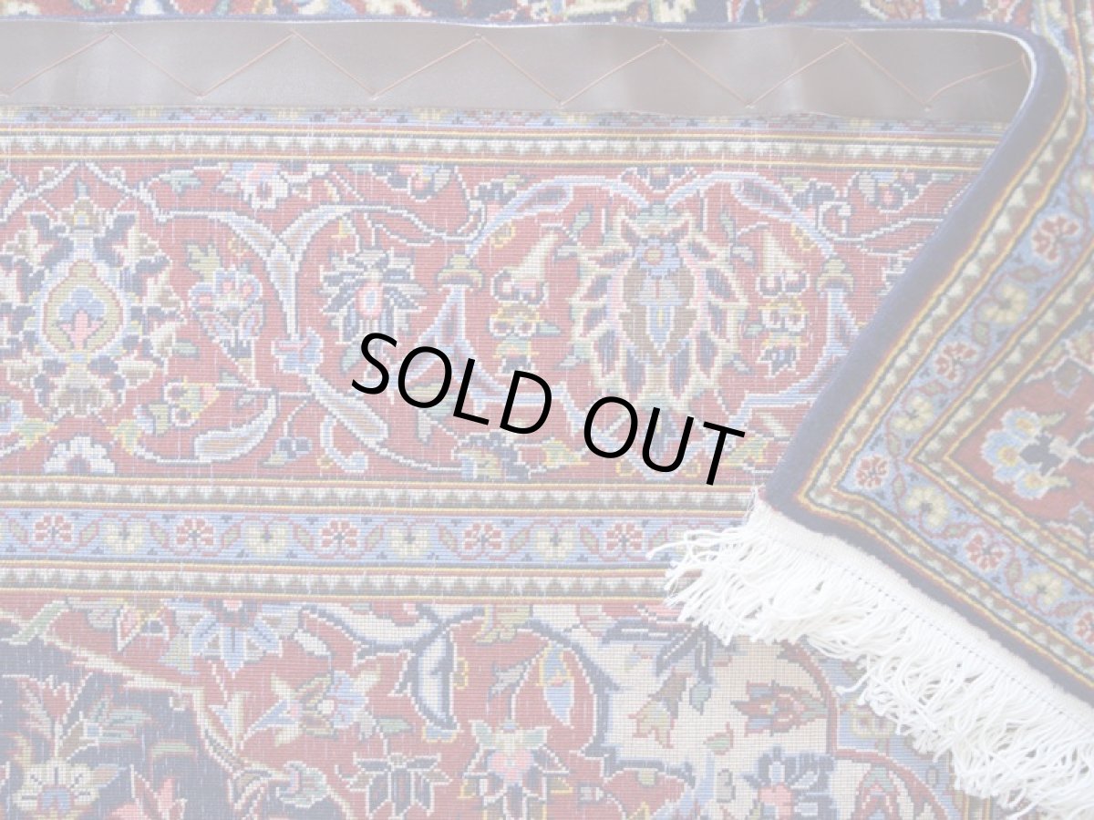 画像14: 新品 ペルシャ 絨毯 カシャーン 産 縦2.2m 横1.5m 3.1㎡ 〜2帖程度 リビング ダイニング 2-3人掛けソファ サイズ 217 x 142 cm No.2674 ウール 手織り ラグ 敷物 カーペット メダリオン 赤 濃紺 n-2674-217142h007-009 (14)