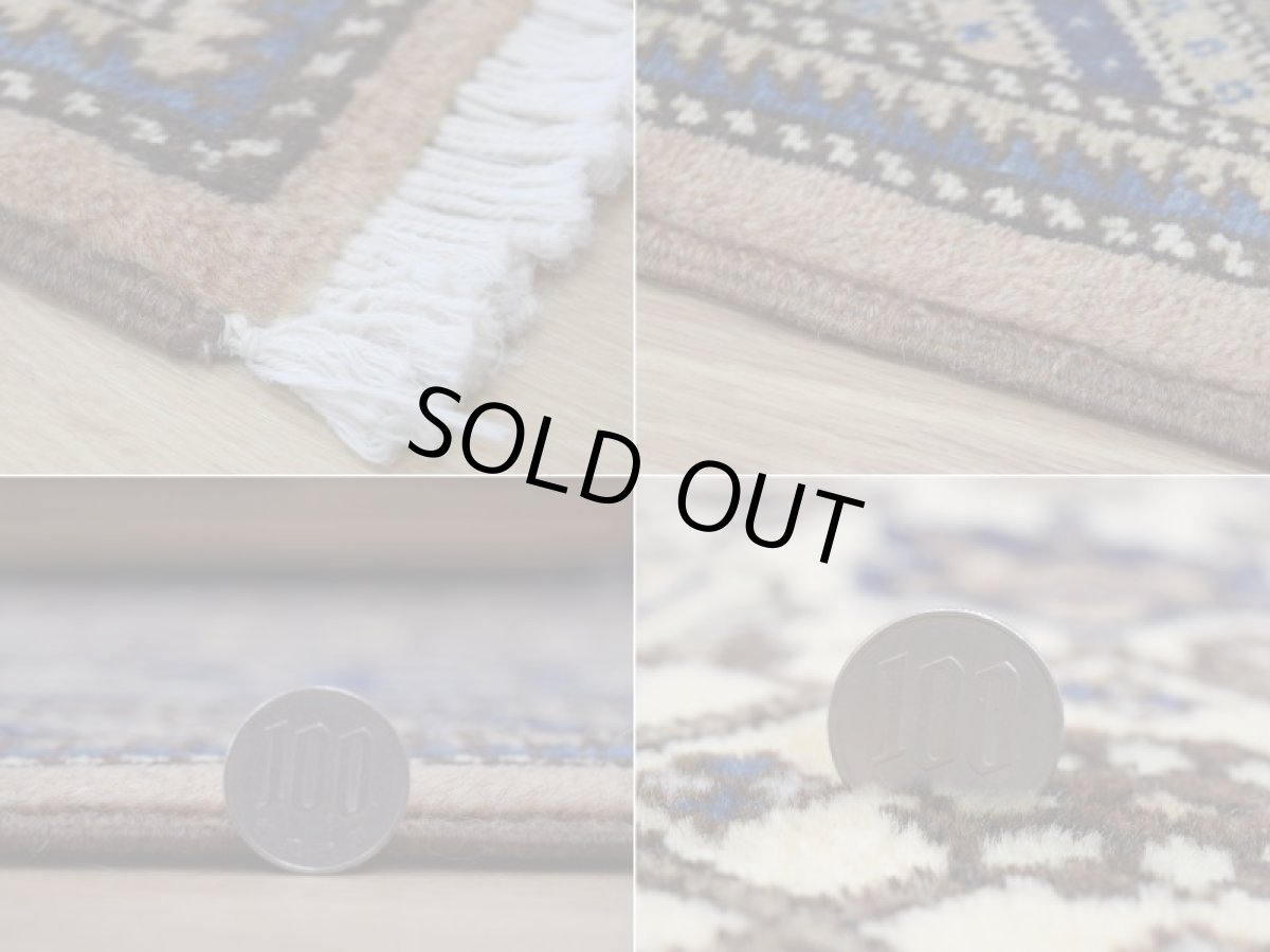 画像20: 良品 ペルシャ 絨毯 アルデビル 産 縦3m 横2m 6㎡ 〜6帖程度 リビング ダイニング 3人掛けソファ コーナーソファ 大判 サイズ 300 x 207 cm No.R383 天然 ウール 手織り トライバル ラグ 敷物 マット カーペット ヘラティ総柄 ライトブラウン ベージュ ブルー ネイビー ヴィンテージ ビンテージ b-r383-300207h083a005 (20)