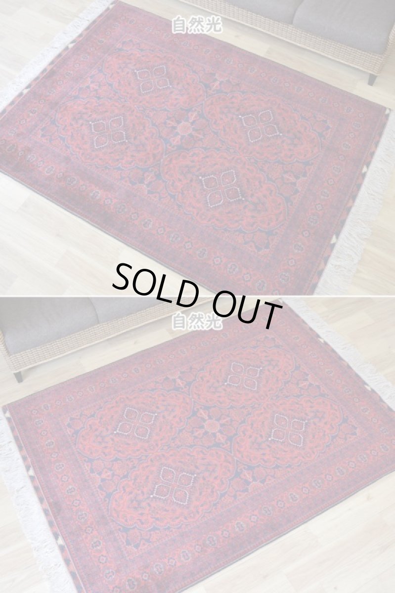 画像6: 新品 ペルシャ 部族絨毯 バルーチ 縦2m 横1.5m 3㎡ ~2帖 リビング ダイニング 2-3人掛けソファ サイズ 202 x 152 cm No.2125 ウール 手織り ハンドメイド トライバル ラグ カーペット 赤 濃紺 ダークネイビー n-2125-202152s046-038 (6)