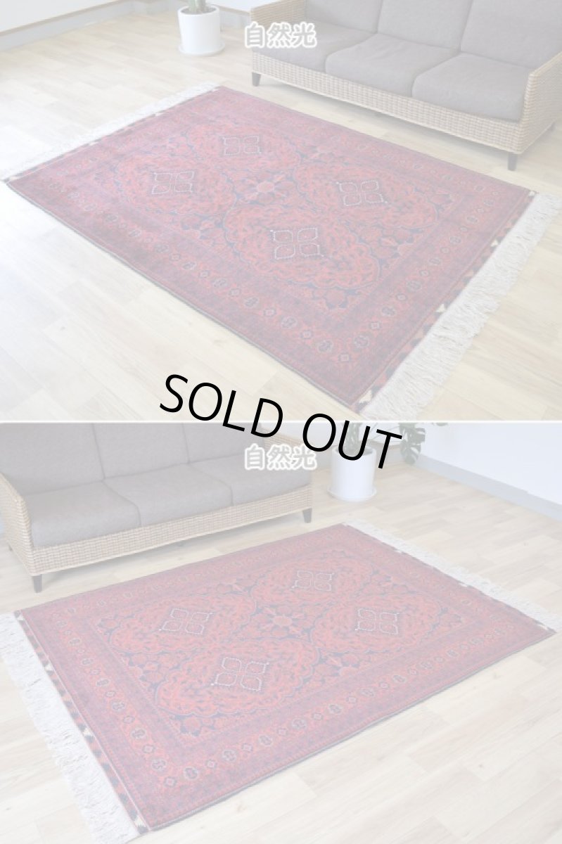 画像5: 新品 ペルシャ 部族絨毯 バルーチ 縦2m 横1.5m 3㎡ ~2帖 リビング ダイニング 2-3人掛けソファ サイズ 202 x 152 cm No.2125 ウール 手織り ハンドメイド トライバル ラグ カーペット 赤 濃紺 ダークネイビー n-2125-202152s046-038 (5)