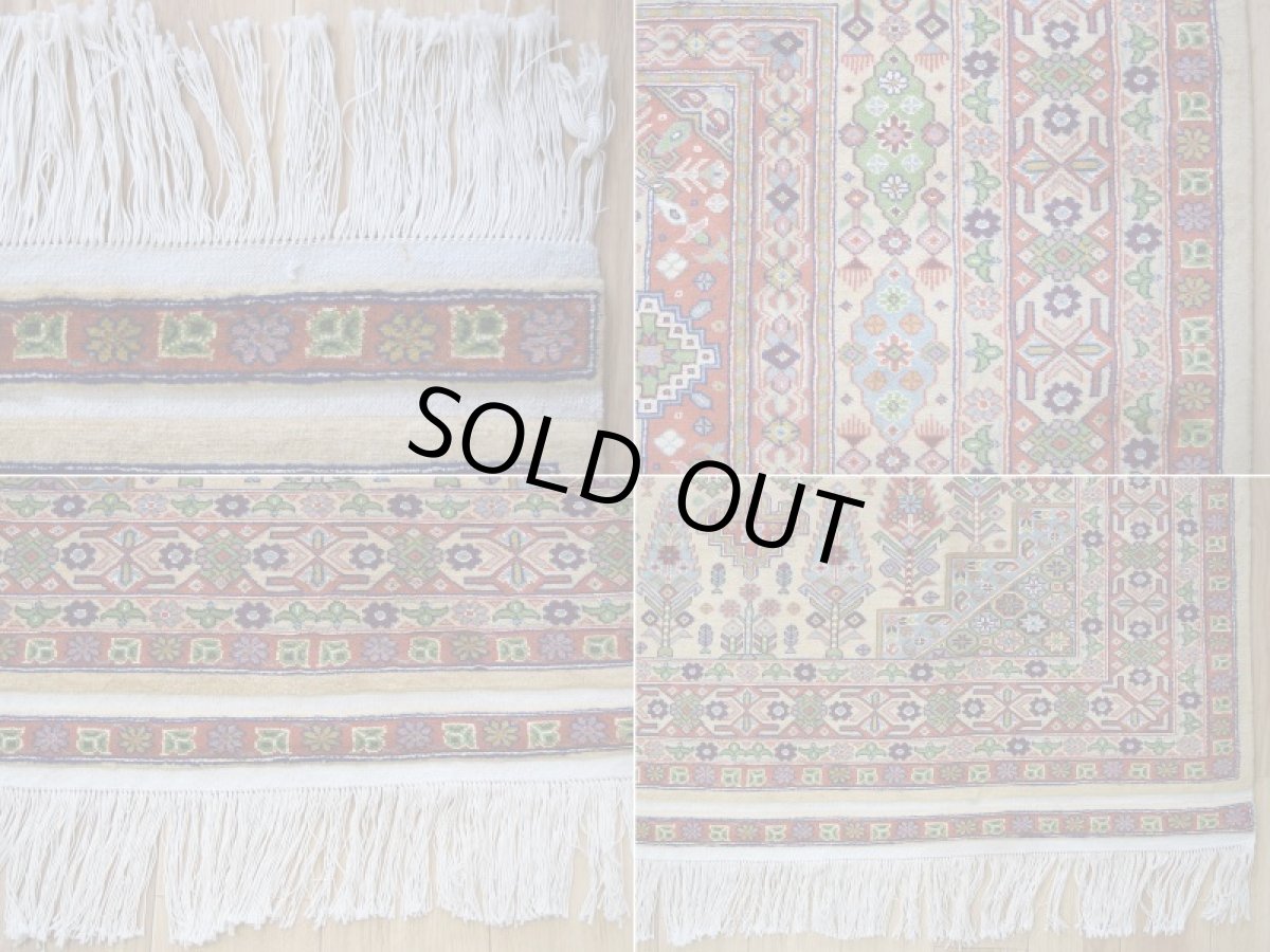 画像19: 新品 ペルシャ 部族絨毯 グーチャン 縦2m 横1.5m 2.6㎡ ~2帖 リビング ダイニング 2-3人掛けソファ サイズ 180 x 140 cm No.2142 ウール 手織り ハンドメイド トライバル ラグ カーペット 生成り ベージュ 幾何学模様 n-2142-180140s014-065 (19)