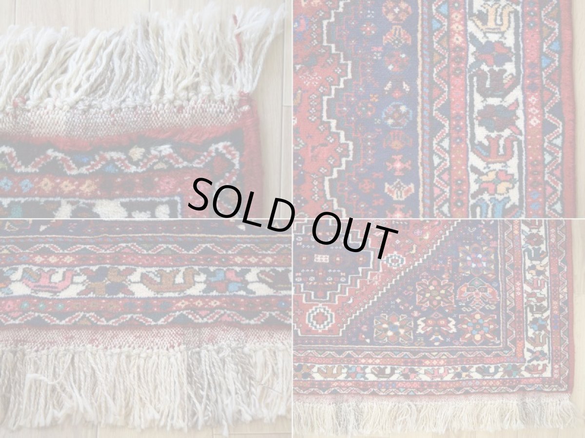 画像19: 新品 ペルシャ 部族絨毯 シラーズ 縦2m 横1.5m 3㎡ ~2-3帖 リビング ダイニング 2-3人掛けソファ サイズ 215 x 149 cm No.P295 ウール 手織り ハンドメイド トライバル ラグ カーペット 赤 ネイビー 民族柄 n-p295-215149h533p (19)