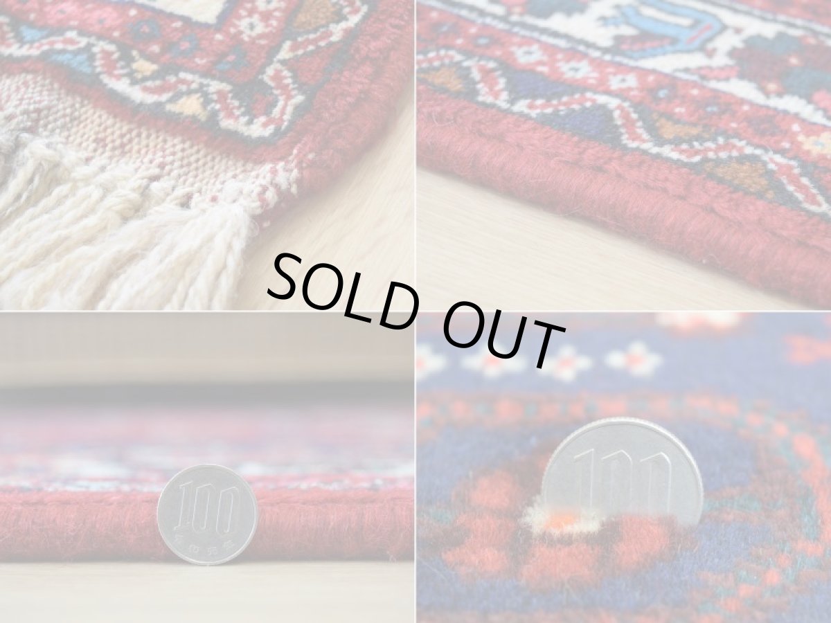 画像20: 新品 ペルシャ 部族絨毯 シラーズ 縦2m 横1.5m 3㎡ ~2-3帖 リビング ダイニング 2-3人掛けソファ サイズ 215 x 149 cm No.P295 ウール 手織り ハンドメイド トライバル ラグ カーペット 赤 ネイビー 民族柄 n-p295-215149h533p (20)