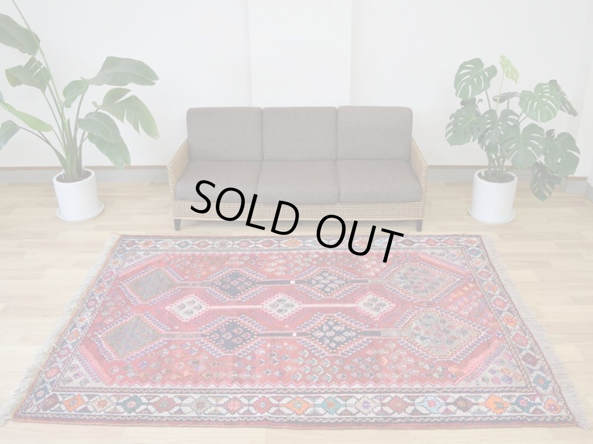 画像2: 新品 ペルシャ 部族絨毯 シラーズ 縦2.5m 横1.8m 4.5㎡ ~2-3帖 リビング ダイニング 2-3人掛けソファ サイズ 250 x 177 cm No.P293 ウール 手織り ハンドメイド トライバル ラグ カーペット 赤 ネイビー グレー オレンジ 民族柄 n-p293-250177h293p (2)