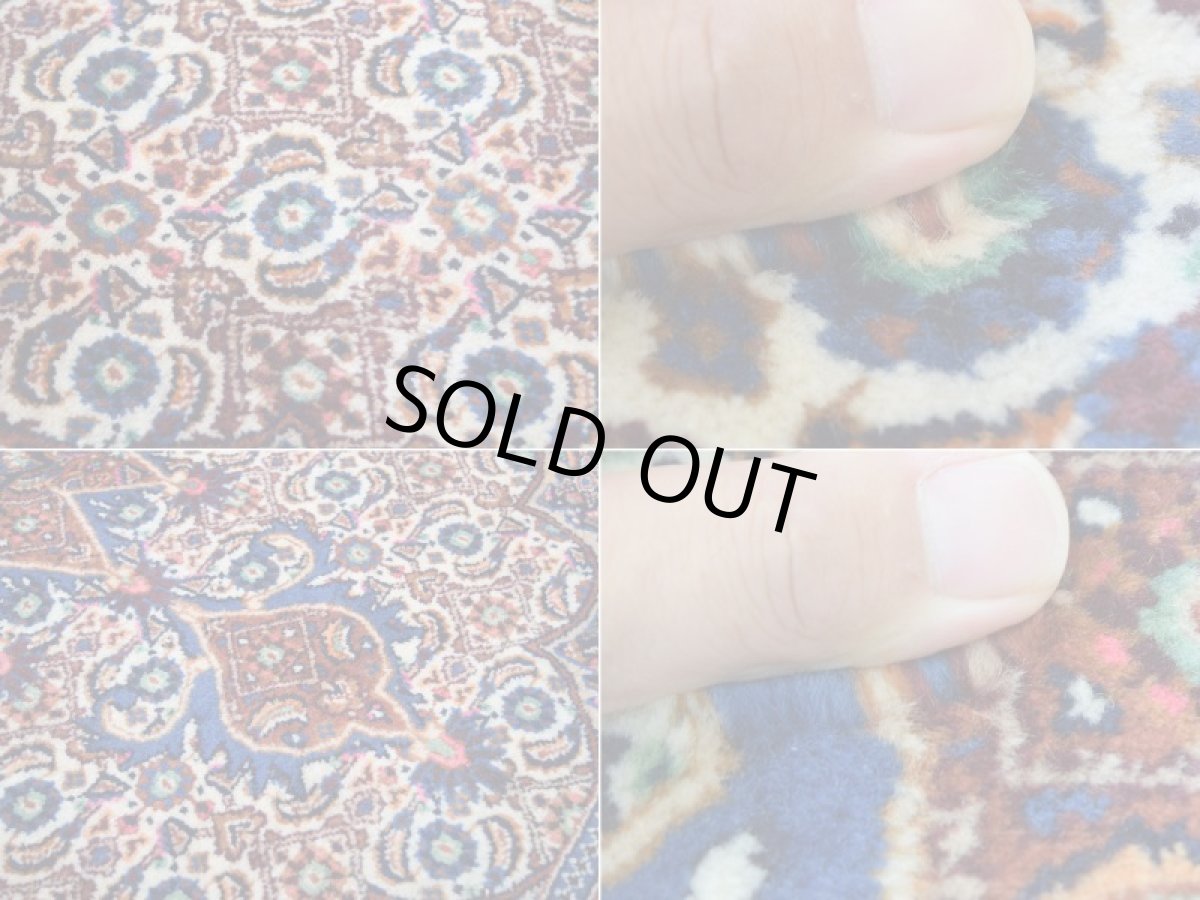 画像16: 良品 ペルシャ 絨毯 ムード 産 縦2m 横2m 3.5㎡ ~2-3帖 正方形 スクエアタイプ リビング ダイニング 2-3人掛けソファ サイズ 190 x 180 cm No.R350 ウール 手織り ハンドメイド トライバル ラグ カーペット ネイビー 茶 生成り マヒ柄 ヘラティ模様 b-r350-190180h052-033 (16)