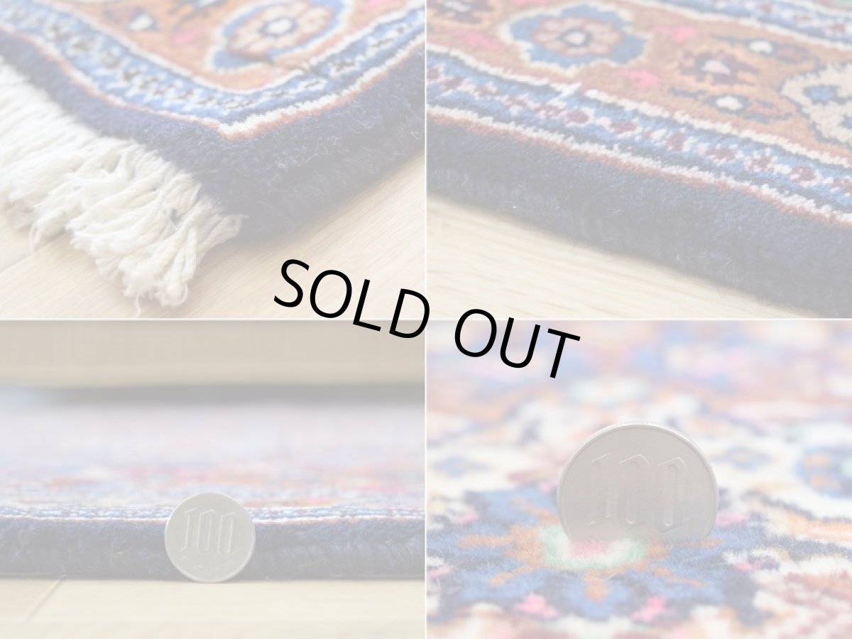 画像20: 良品 ペルシャ 絨毯 ムード 産 縦2m 横2m 3.5㎡ ~2-3帖 正方形 スクエアタイプ リビング ダイニング 2-3人掛けソファ サイズ 190 x 180 cm No.R350 ウール 手織り ハンドメイド トライバル ラグ カーペット ネイビー 茶 生成り マヒ柄 ヘラティ模様 b-r350-190180h052-033 (20)